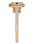 Inel Tăietură Smarald si Cadru Halo cu Moissanite de 1.48 ct din 18k Aur Galben - Castelo.ro