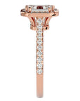 Inel Tăietură Smarald si Cadru Halo cu Moissanite de 1.48 ct din 18k Aur Roz - Castelo.ro