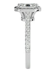 Inel Tăietură Smarald si Cadru Halo cu Diamante Naturale de 1.48 ct din Platina - Castelo.ro