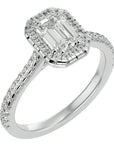 Inel Tăietură Smarald si Cadru Halo cu Diamante Naturale de 1.48 ct din Platina - Castelo.ro