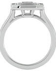 Inel Tăietură Smarald si Cadru Halo cu Diamante Naturale de 0.91 ct din Platina - Castelo.ro