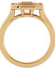 Inel Tăietură Smarald si Cadru Halo cu Diamante Naturale de 0.91 ct din 18k Aur Galben - Castelo.ro