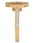 Inel Tăietură Smarald si Cadru Halo cu Diamante Naturale de 0.91 ct din 18k Aur Galben - Castelo.ro