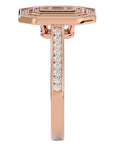 Inel Tăietură Smarald si Cadru Halo cu Diamante Naturale de 0.91 ct din 18k Aur Roz - Castelo.ro