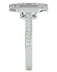 Inel Tăietură Smarald si Cadru Halo cu Diamante Naturale de 0.91 ct din Platina - Castelo.ro