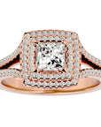 Inel Tăietură Princess Si Cadru Halo din Aur 14k cu Diamante Create în Laborator de 1.34 ct din 14k Aur Roz - Castelo.ro