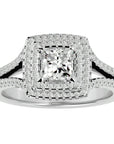 Inel Tăietură Princess Si Cadru Halo cu Diamante Create în Laborator de 1.34 ct din Platina - Castelo.ro