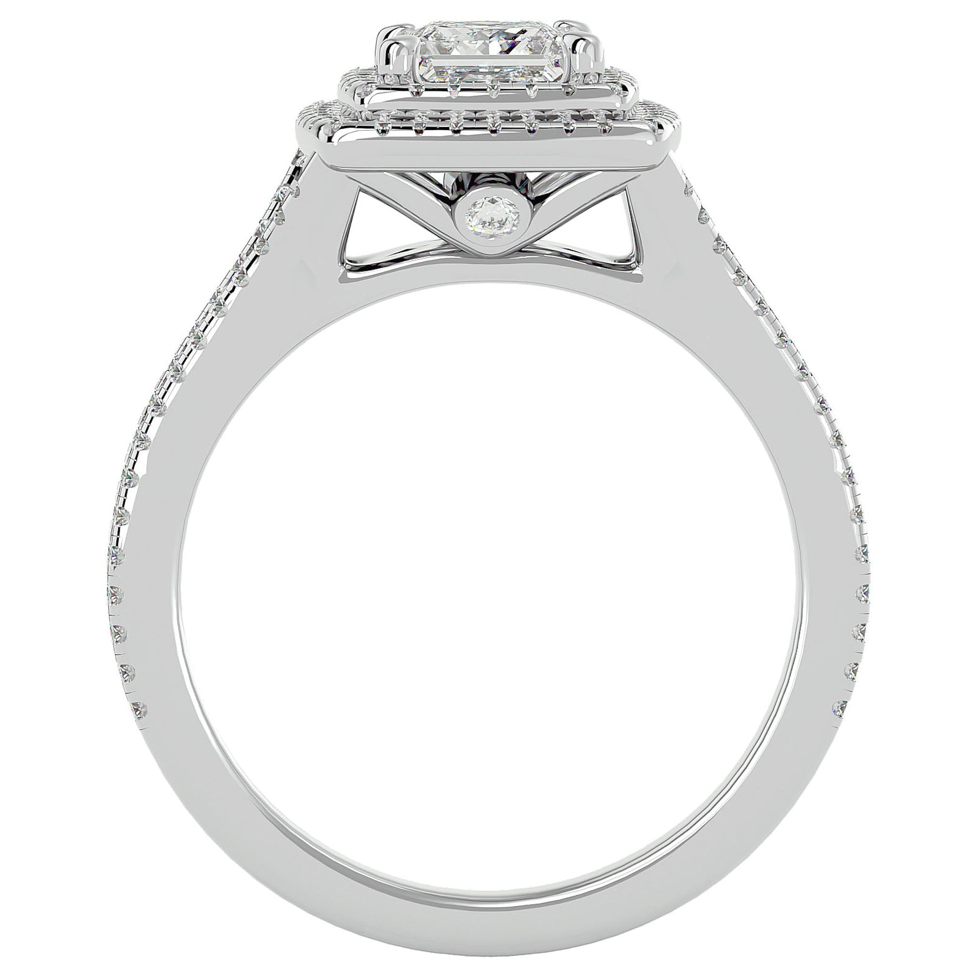 Inel Tăietură Princess Si Cadru Halo din Aur 14k cu Diamante Create în Laborator de 1.34 ct din 14k Aur Alb - Castelo.ro