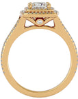 Inel Tăietură Princess Si Cadru Halo cu Diamante Create în Laborator de 1.34 ct din 18k Aur Galben - Castelo.ro