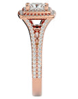 Inel Tăietură Princess Si Cadru Halo din Aur 14k cu Diamante Create în Laborator de 1.34 ct din 14k Aur Roz - Castelo.ro