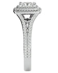 Inel Tăietură Princess Si Cadru Halo cu Diamante Naturale de 1.34 ct din Platina - Castelo.ro