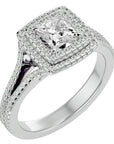Inel Tăietură Princess Si Cadru Halo din Aur 14k cu Diamante Create în Laborator de 1.34 ct din 14k Aur Alb - Castelo.ro