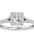 Inel Tăietură Oval Si Cadru Halo din Aur 14k cu Diamante Create în Laborator de 0.76 ct din 14k Aur Alb - Castelo.ro