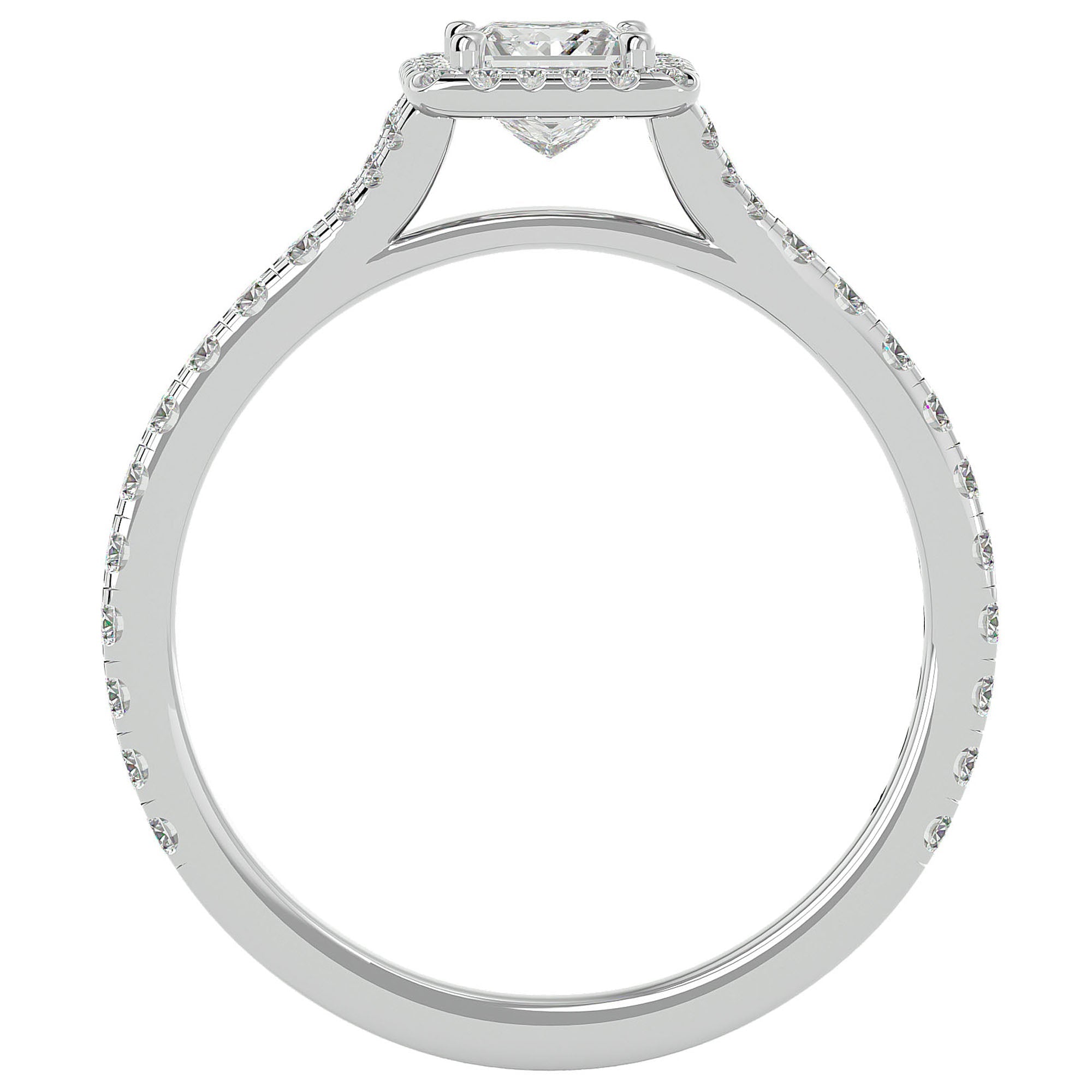 Inel Tăietură Oval Si Cadru Halo cu Diamante Naturale de 0.76 ct din Platina - Castelo.ro