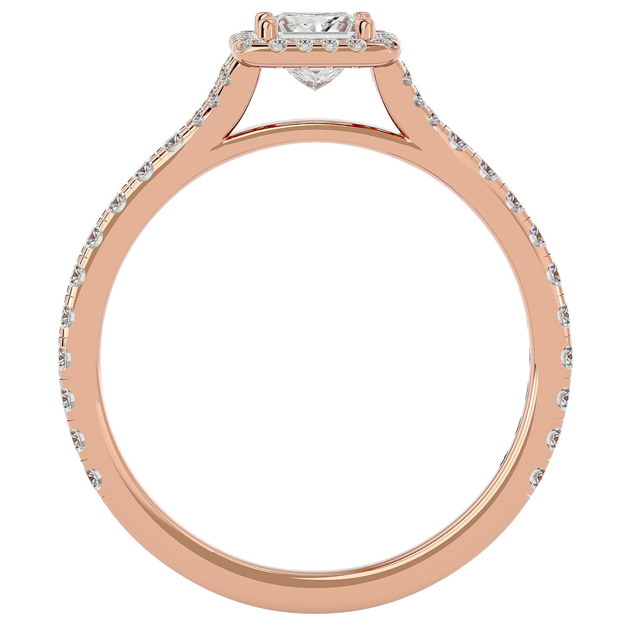 Inel Tăietură Oval Si Cadru Halo din Aur 14k cu Diamante Naturale de 0.76 ct din 14k Aur Roz - Castelo.ro