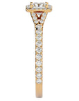 Inel Tăietură Oval Si Cadru Halo din Aur 14k cu Diamante Naturale de 0.76 ct din 14k Aur Galben - Castelo.ro