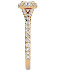 Inel Tăietură Oval Si Cadru Halo cu Moissanite de 0.76 ct din 18k Aur Galben - Castelo.ro