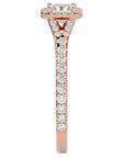Inel Tăietură Oval Si Cadru Halo cu Moissanite de 0.76 ct din 18k Aur Roz - Castelo.ro