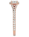 Inel Tăietură Oval Si Cadru Halo din Aur 14k cu Diamante Naturale de 0.76 ct din 14k Aur Roz - Castelo.ro