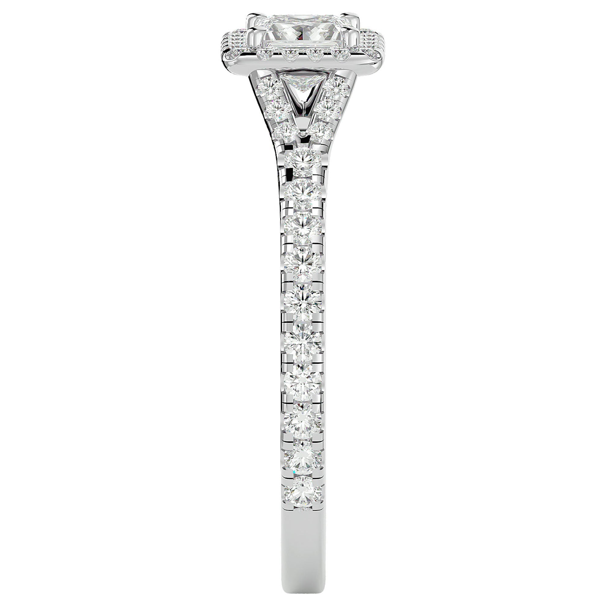 Inel Tăietură Oval Si Cadru Halo cu Diamante Naturale de 0.76 ct din Platina - Castelo.ro