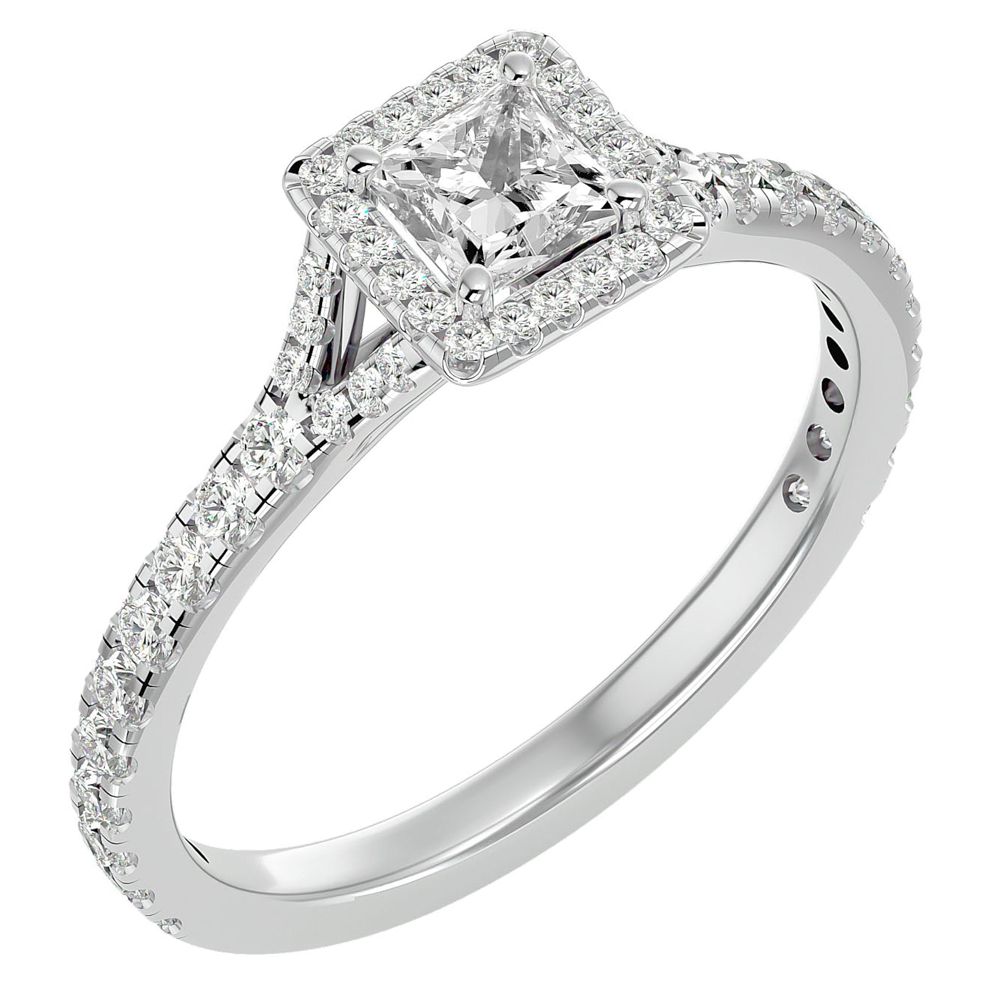 Inel Tăietură Oval Si Cadru Halo cu Diamante Naturale de 0.76 ct din Platina - Castelo.ro