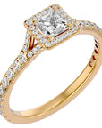 Inel Tăietură Oval Si Cadru Halo cu Moissanite de 0.76 ct din 18k Aur Galben - Castelo.ro