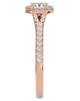 Inel Tăietură Pincess Si Cadru Halo din Aur 14k cu Diamante Naturale de 0.63 ct din 14k Aur Roz - Castelo.ro