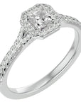Inel Tăietură Pincess Si Cadru Halo din Aur 14k cu Diamante Create în Laborator de 0.63 ct din 14k Aur Alb - Castelo.ro