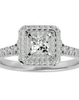 Inel Tăietură Princess Si Cadru Halo cu Diamante Naturale de 1.02 ct din Platina - Castelo.ro