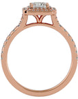 Inel Tăietură Princess Si Cadru Halo cu Diamante Naturale de 1.02 ct din 18k Aur Roz - Castelo.ro