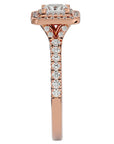 Inel Tăietură Princess Si Cadru Halo cu Moissanite de 1.02 ct din 18k Aur Roz - Castelo.ro