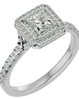 Inel Tăietură Princess Si Cadru Halo cu Moissanite de 1.02 ct din Platina - Castelo.ro