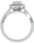 Inel Tăietură Princess Si Cadru Halo din Aur 14k cu Diamante Naturale de 1.30 ct din 14k Aur Alb - Castelo.ro