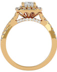Inel Tăietură Princess Si Cadru Halo cu Diamante Naturale de 1.30 ct din 18k Aur Galben - Castelo.ro