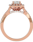 Inel Tăietură Princess Si Cadru Halo cu Diamante Naturale de 1.30 ct din 18k Aur Roz - Castelo.ro