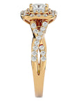 Inel Tăietură Princess Si Cadru Halo din Aur 14k cu Diamante Create în Laborator de 1.30 ct din 14k Aur Galben - Castelo.ro
