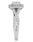 Inel Tăietură Princess Si Cadru Halo din Aur 14k cu Diamante Naturale de 1.30 ct din 14k Aur Alb - Castelo.ro