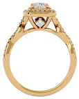 Inel Tăietură Princess Si Cadru Halo din Aur 14k cu Diamante Naturale de 1.01 ct din 14k Aur Galben - Castelo.ro