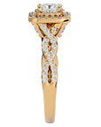 Inel Tăietură Princess Si Cadru Halo cu Diamante Naturale de 1.01 ct din 18k Aur Galben - Castelo.ro