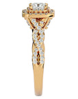 Inel Tăietură Princess Si Cadru Halo din Aur 14k cu Diamante Naturale de 1.01 ct din 14k Aur Galben - Castelo.ro
