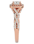 Inel Tăietură Princess Si Cadru Halo cu Diamante Naturale de 1.01 ct din 18k Aur Roz - Castelo.ro