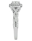 Inel Tăietură Princess Si Cadru Halo din Aur 14k cu Diamante Create în Laborator de 1.01 ct din 14k Aur Alb - Castelo.ro