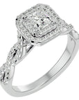 Inel Tăietură Princess Si Cadru Halo cu Diamante Naturale de 1.01 ct din Platina - Castelo.ro