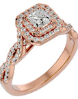 Inel Tăietură Princess Si Cadru Halo din Aur 14k cu Diamante Naturale de 1.01 ct din 14k Aur Roz - Castelo.ro