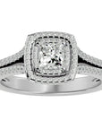Inel Tăietură Princess Si Cadru Halo cu Diamante Create în Laborator de 1.15 ct din Platina - Castelo.ro