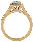Inel Tăietură Princess Si Cadru Halo cu Moissanite de 1.15 ct din 18k Aur Galben - Castelo.ro