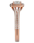 Inel Tăietură Princess Si Cadru Halo cu Moissanite de 1.15 ct din 18k Aur Roz - Castelo.ro