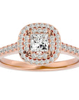 Inel Tăietură Princess Si Cadru Halo cu Moissanite de 0.83 ct din 18k Aur Roz - Castelo.ro