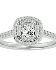 Inel Tăietură Princess Si Cadru Halo cu Diamante Naturale de 0.83 ct din Platina - Castelo.ro