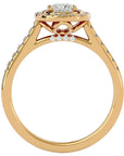 Inel Tăietură Princess Si Cadru Halo din Aur 14k cu Diamante Naturale de 0.83 ct din 14k Aur Galben - Castelo.ro